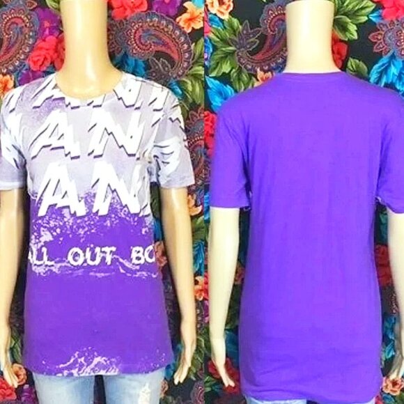 MEN'S FALLOUT BOY SHIRT BAND TOP MENS SIZE MEDIUM PURPLE T-SHIRT EMO ROCK POP - Picture 1 of 6